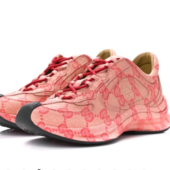 Gucci GG run sneakers - size 6.5 men’s- beige hibiscus monogram - NWT - Picture 1 of 12